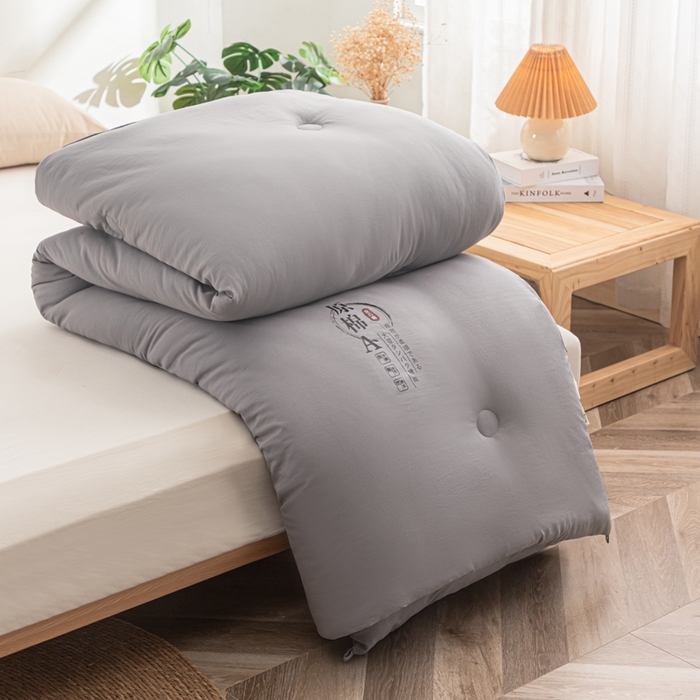 壹张床 2025新款A类针织棉原棉大豆被冬被子母被被芯子母扣系列  银灰色
