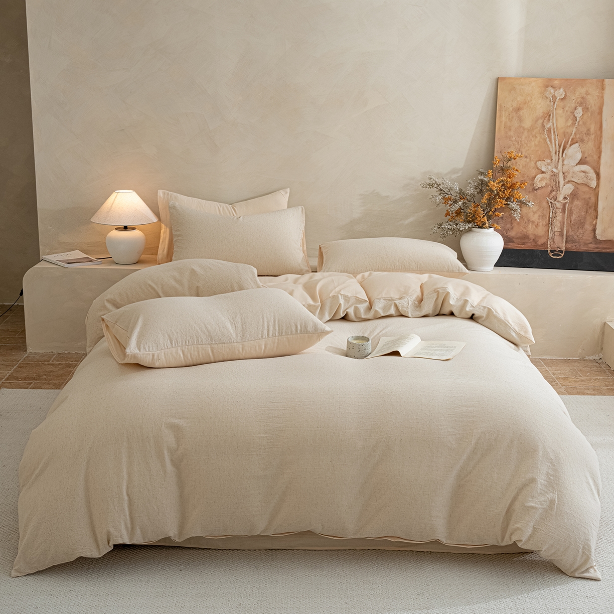 91家纺网 家纺一手货源 找家纺 （总）典曼家纺 2025秋冬新品棉麻提花磨毛四件套-云缦系列