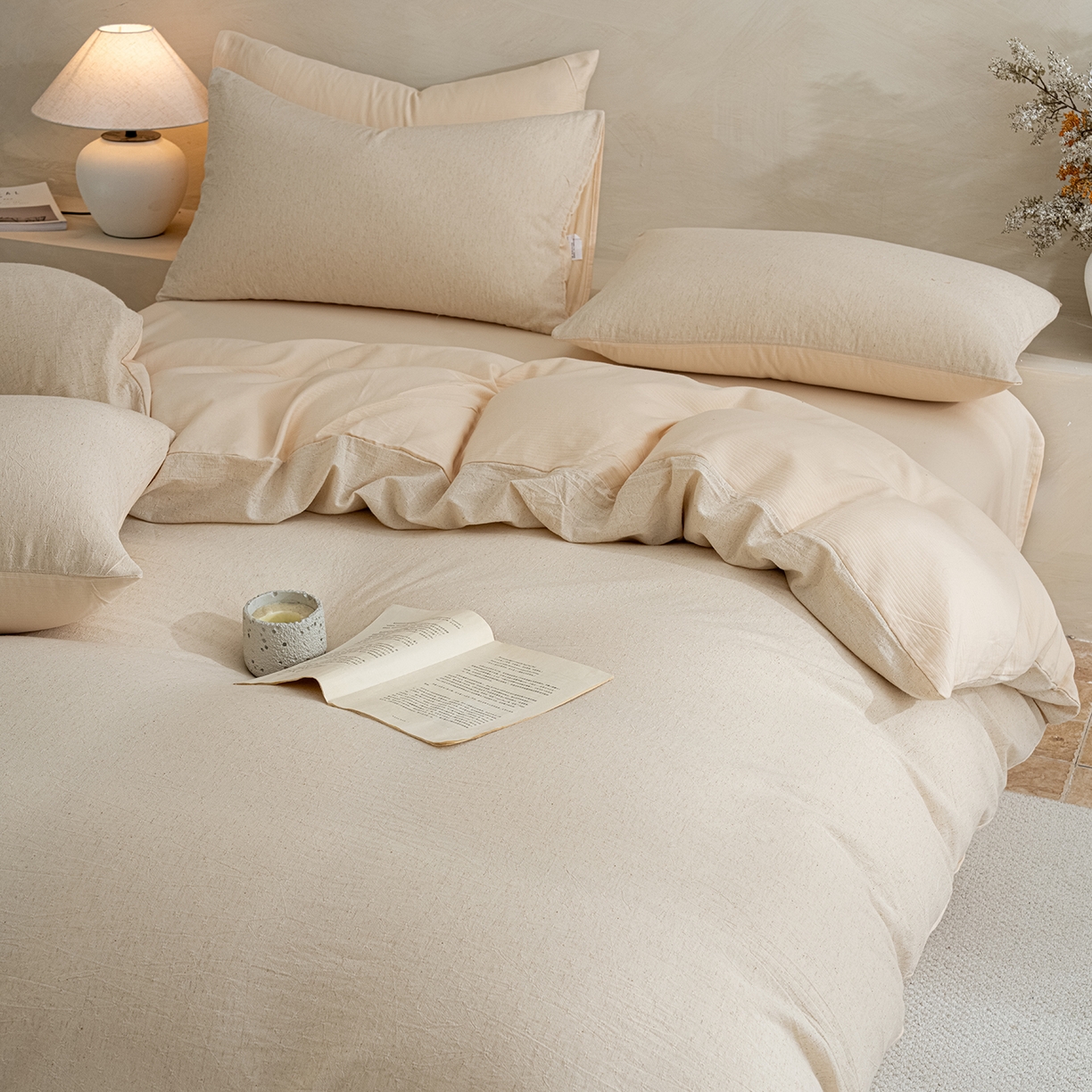 91家纺网 家纺一手货源 找家纺 （总）典曼家纺 2025秋冬新品棉麻提花磨毛四件套-云缦系列