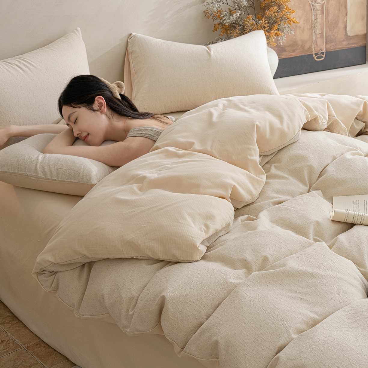 91家纺网 家纺一手货源 找家纺 （总）典曼家纺 2025秋冬新品棉麻提花磨毛四件套-云缦系列