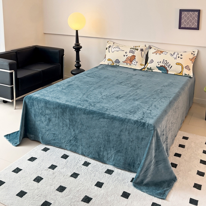 91家纺网 家纺一手货源 找家纺 富馨莱 2025新款牛奶绒印花四件套240克面料支持一件定制尺寸 恐龙世界