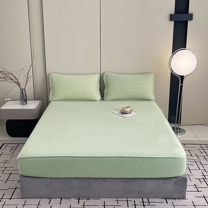 91家纺网 家纺一手货源 找家纺 （总）凌云家纺 2025新款100%锦纶凉席床笠款可水洗冰丝席三明治软席,灰色,绿色