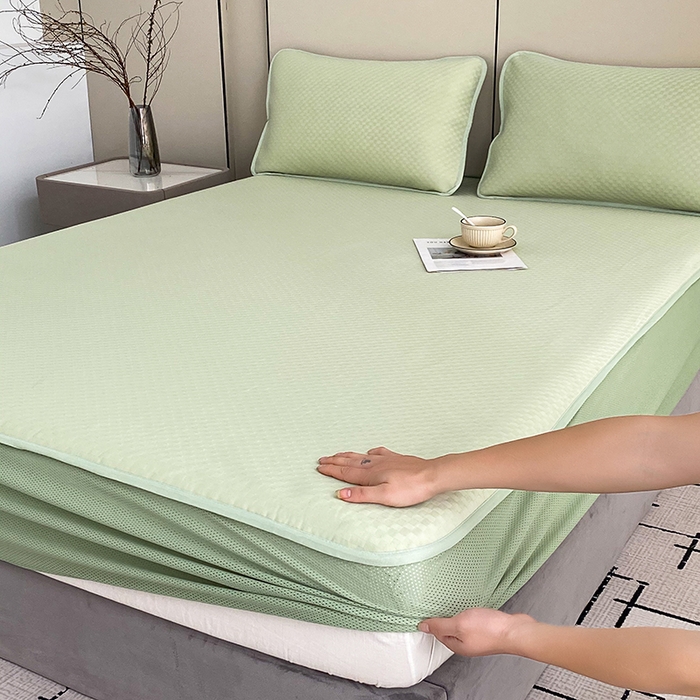 91家纺网 家纺一手货源 找家纺 （总）凌云家纺 2025新款100%锦纶凉席床笠款可水洗冰丝席三明治软席