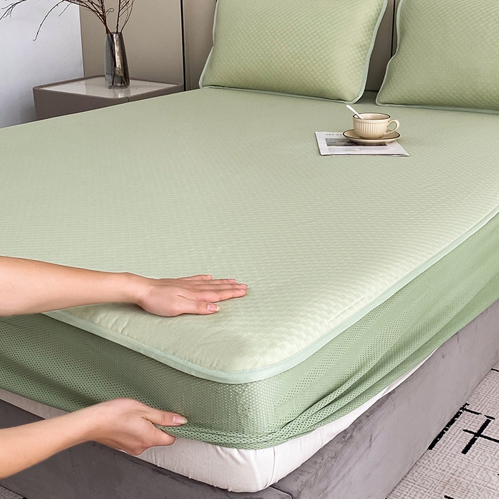 91家纺网 家纺一手货源 找家纺 （总）凌云家纺 2025新款100%锦纶凉席床笠款可水洗冰丝席三明治软席