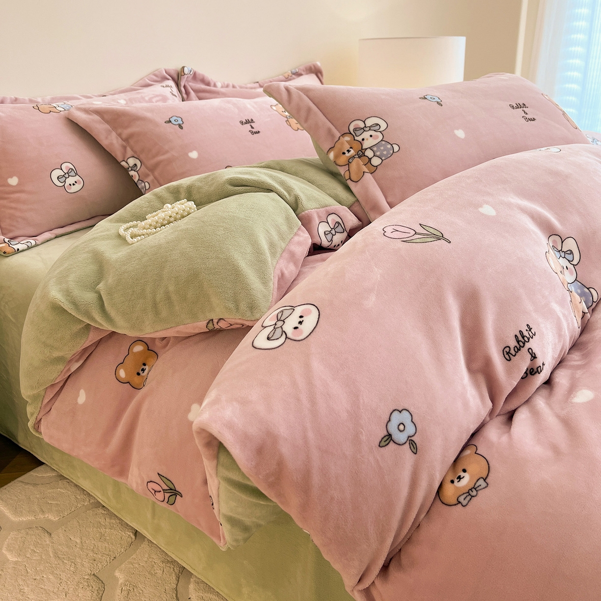 富馨莱 2025新款牛奶绒印花四件套240克面料支持一件定制尺寸 小伙伴