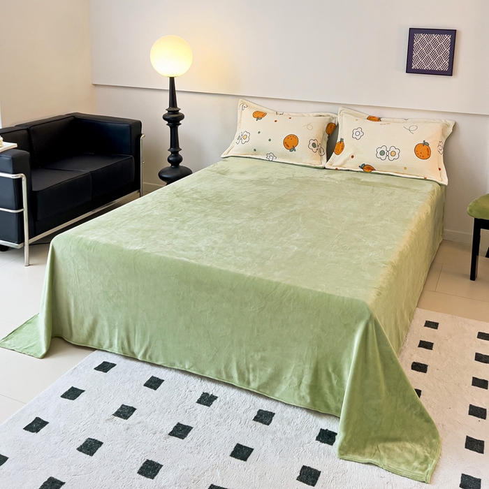 91家纺网 家纺一手货源 找家纺 富馨莱 2025新款牛奶绒印花四件套240克面料支持一件定制尺寸 心想事橙