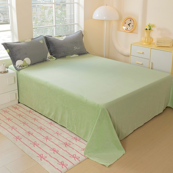 91家纺网 家纺一手货源 找家纺 富馨莱 2025新款牛奶绒印花四件套240克面料支持一件定制尺寸 心星相印