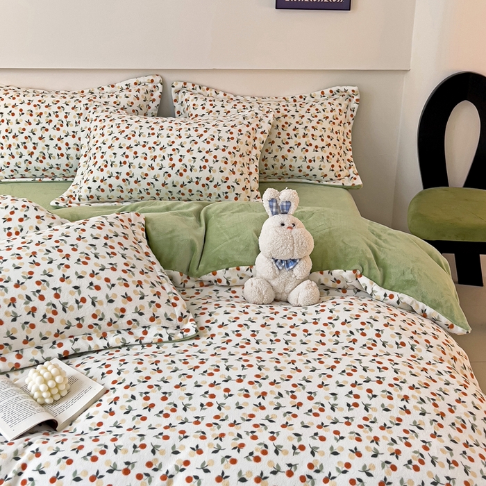 91家纺网 家纺一手货源 找家纺 富馨莱 2025新款牛奶绒印花四件套240克面料支持一件定制尺寸 遇见