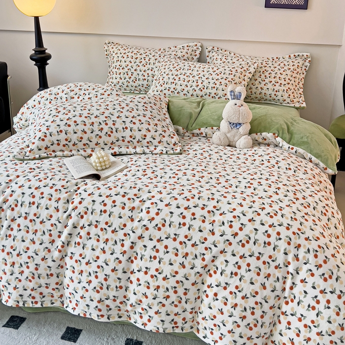 91家纺网 家纺一手货源 找家纺 富馨莱 2025新款牛奶绒印花四件套240克面料支持一件定制尺寸 遇见