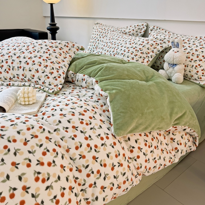 91家纺网 家纺一手货源 找家纺 富馨莱 2025新款牛奶绒印花四件套240克面料支持一件定制尺寸 遇见