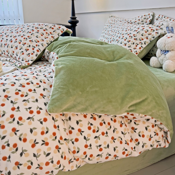 91家纺网 家纺一手货源 找家纺 富馨莱 2025新款牛奶绒印花四件套240克面料支持一件定制尺寸 遇见