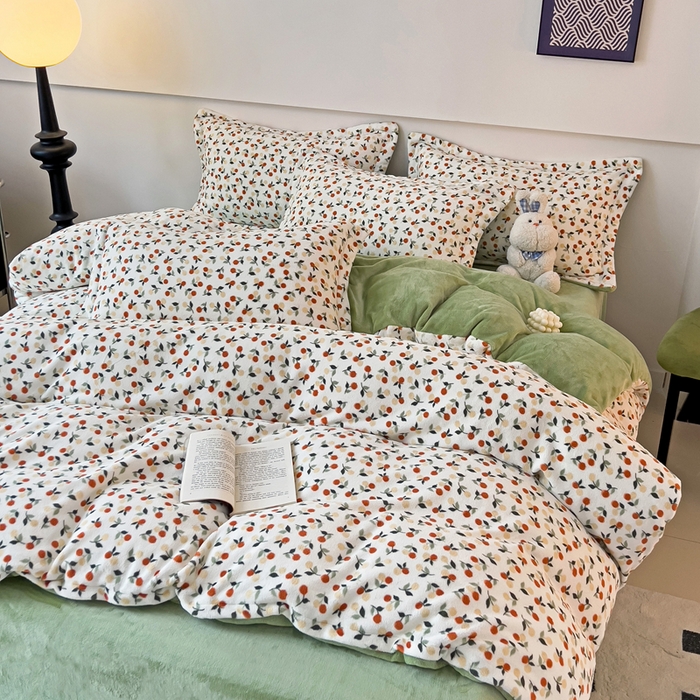 91家纺网 家纺一手货源 找家纺 富馨莱 2025新款牛奶绒印花四件套240克面料支持一件定制尺寸 遇见