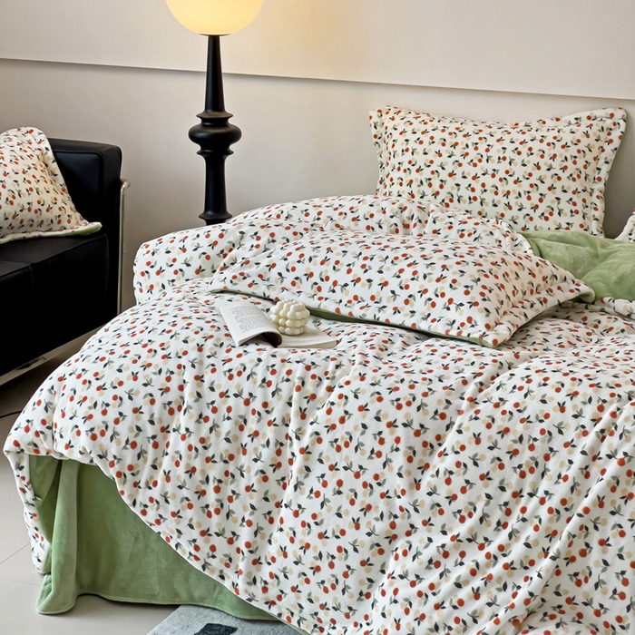 91家纺网 家纺一手货源 找家纺 富馨莱 2025新款牛奶绒印花四件套240克面料支持一件定制尺寸 遇见