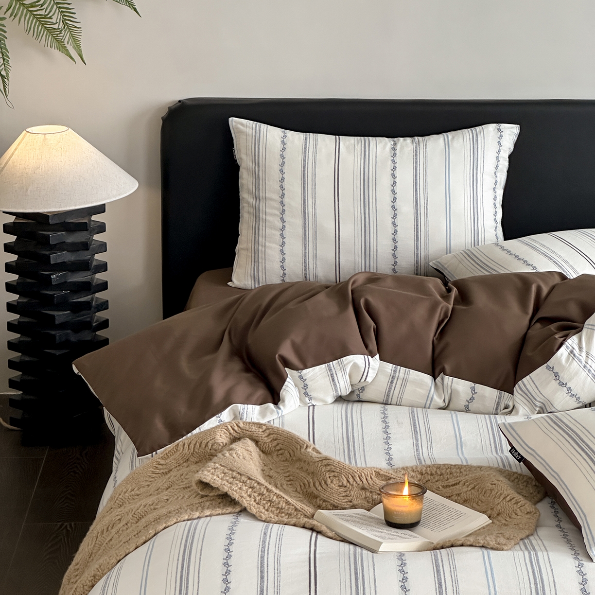 91家纺网 家纺一手货源 找家纺 （总）赫帛 2025新款60支全棉色织剪花水洗棉四件套-涧秋