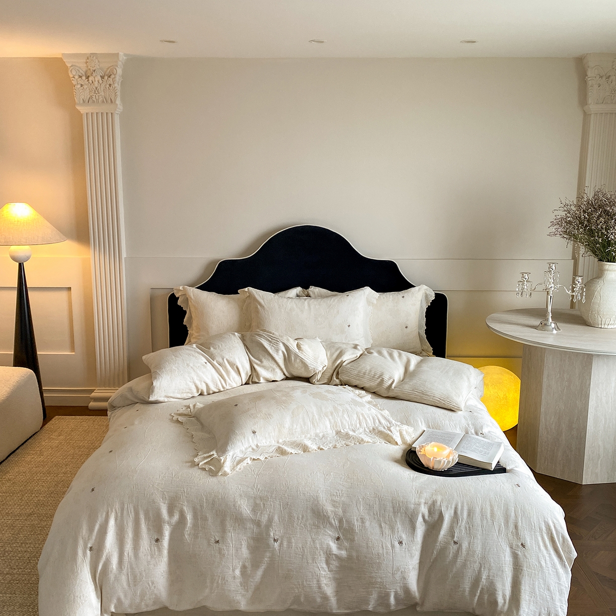 91家纺网 家纺一手货源 找家纺 （总）赫帛 2025新款A类全棉棉麻色织提花四件套-铃野