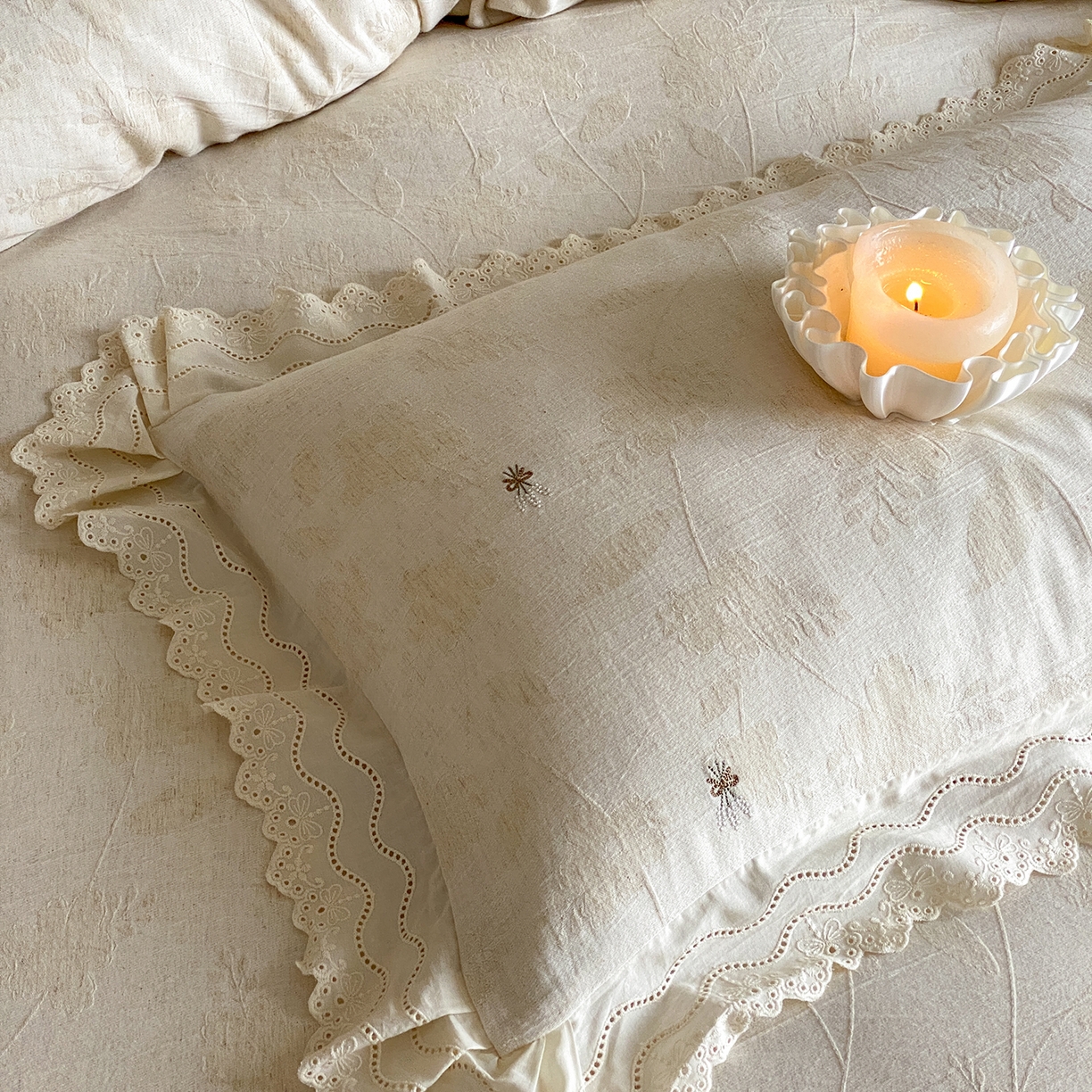 91家纺网 家纺一手货源 找家纺 （总）赫帛 2025新款A类全棉棉麻色织提花四件套-铃野