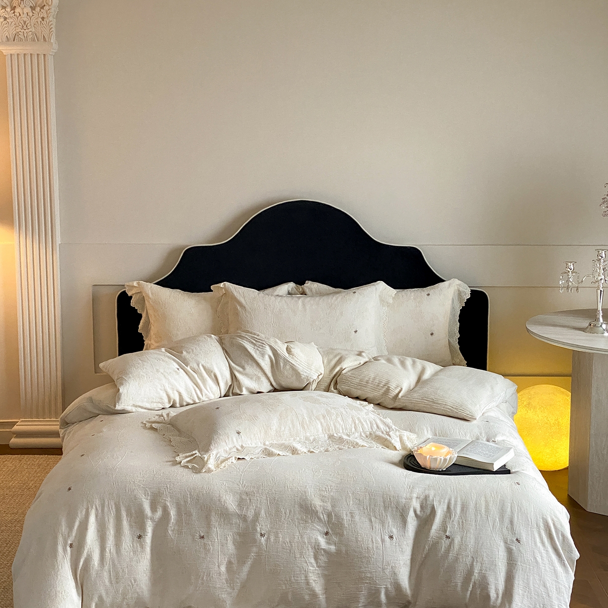 91家纺网 家纺一手货源 找家纺 （总）赫帛 2025新款A类全棉棉麻色织提花四件套-铃野