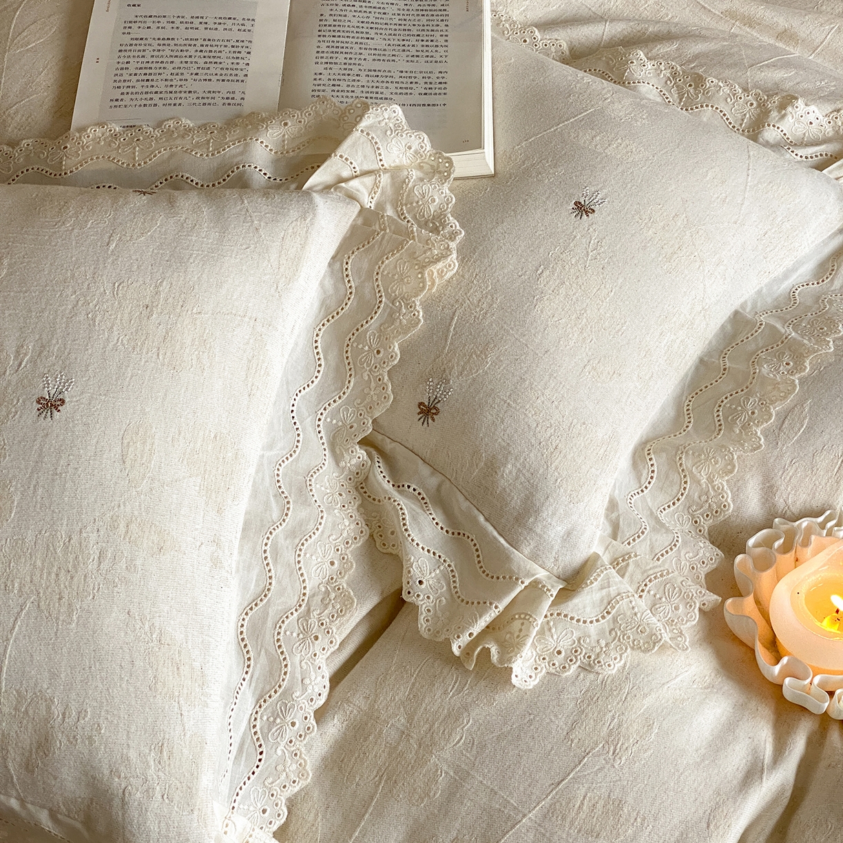 91家纺网 家纺一手货源 找家纺 （总）赫帛 2025新款A类全棉棉麻色织提花四件套-铃野