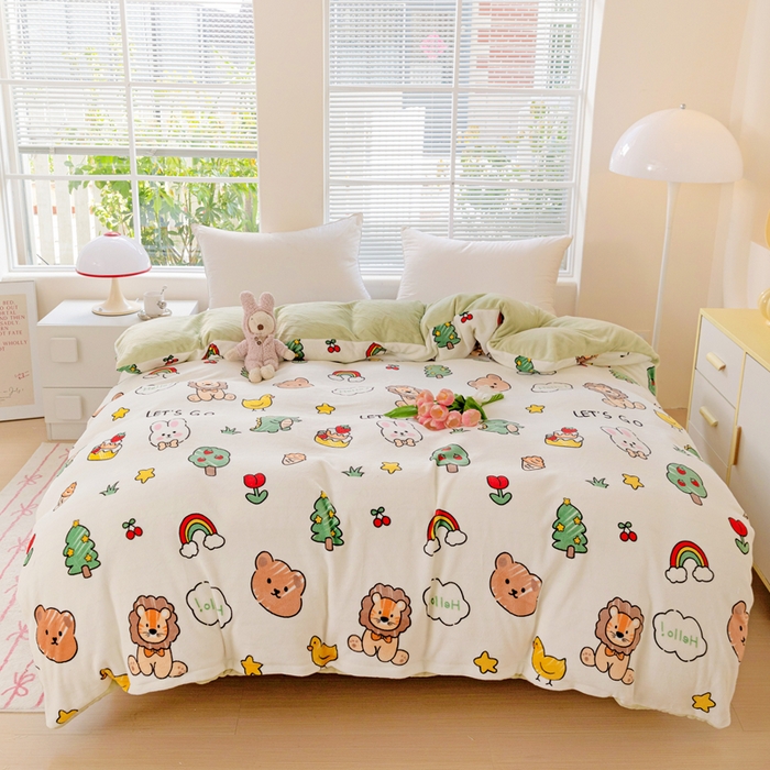 91家纺网 家纺一手货源 找家纺 （总）富馨莱 2025新款牛奶绒印花单件被套240克面料支持一件定制尺寸