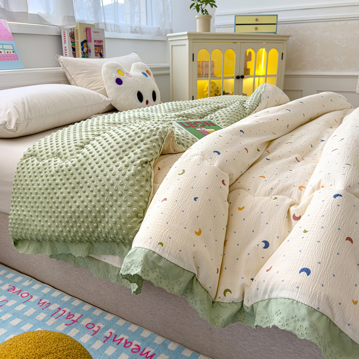 91家纺网 家纺一手货源 找家纺 （总）芯恋家居 2025新款A类提花韩版花边豆豆冬被被子春秋被芯大豆被豆豆被