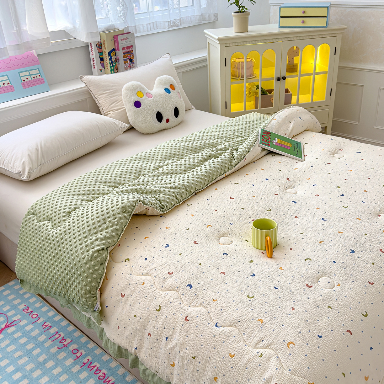 91家纺网 家纺一手货源 找家纺 （总）芯恋家居 2025新款A类提花韩版花边豆豆冬被被子春秋被芯大豆被豆豆被