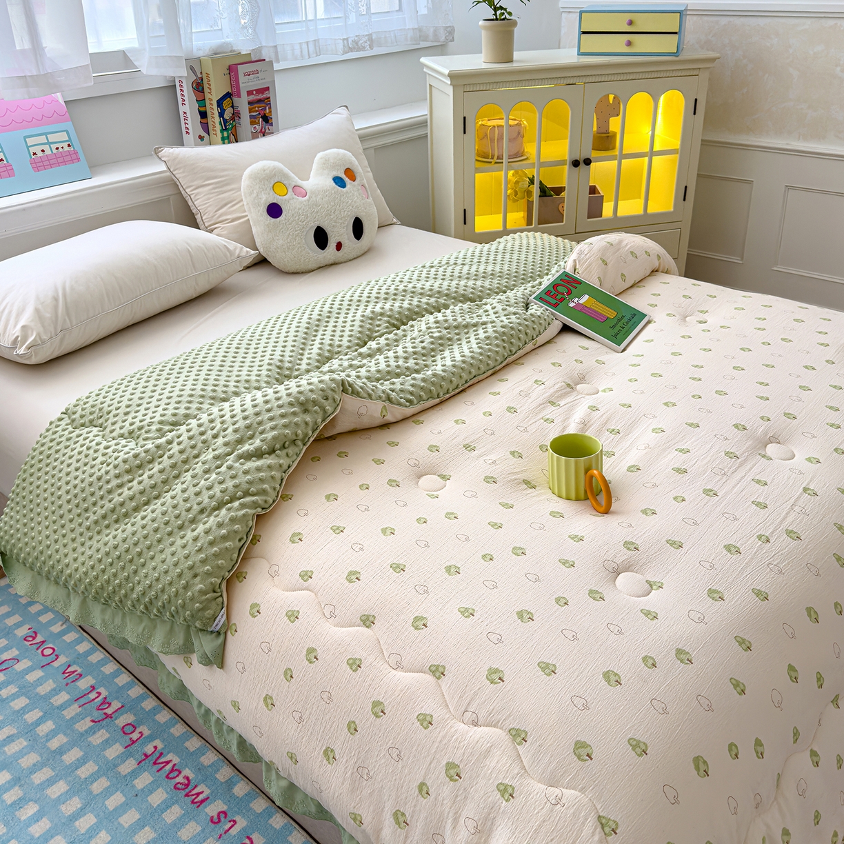 91家纺网 家纺一手货源 找家纺 芯恋家居 2025新款A类提花韩版花边豆豆冬被被子春秋被芯大豆被豆豆被 小树林