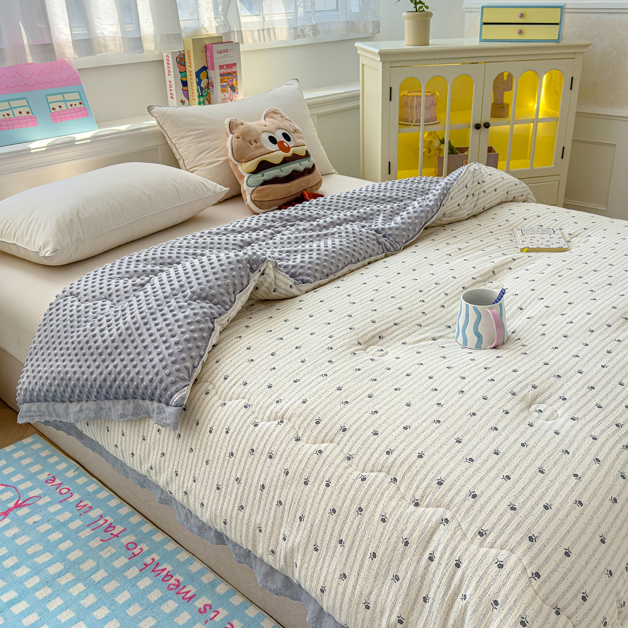 91家纺网 家纺一手货源 找家纺 芯恋家居 2025新款A类提花韩版花边豆豆冬被被子春秋被芯大豆被豆豆被 星芒小筑