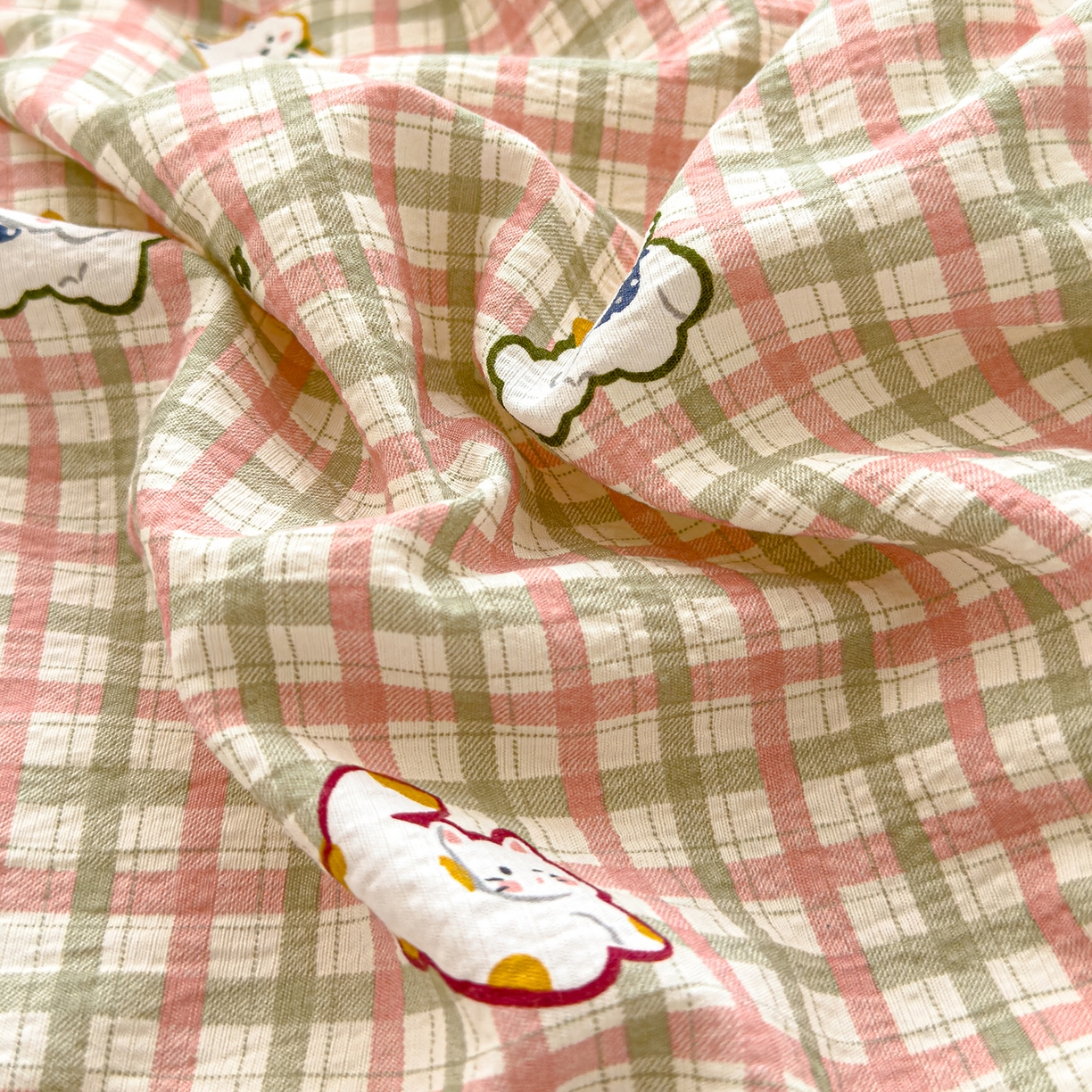 91家纺网 家纺一手货源 找家纺 芯恋家居 2025新款A类提花韩版花边豆豆冬被被子春秋被芯大豆被豆豆被 格子萌宠