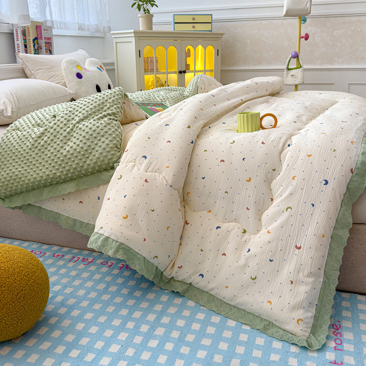 91家纺网 家纺一手货源 找家纺 （总）芯恋家居 2025新款A类提花韩版花边豆豆冬被被子春秋被芯大豆被豆豆被