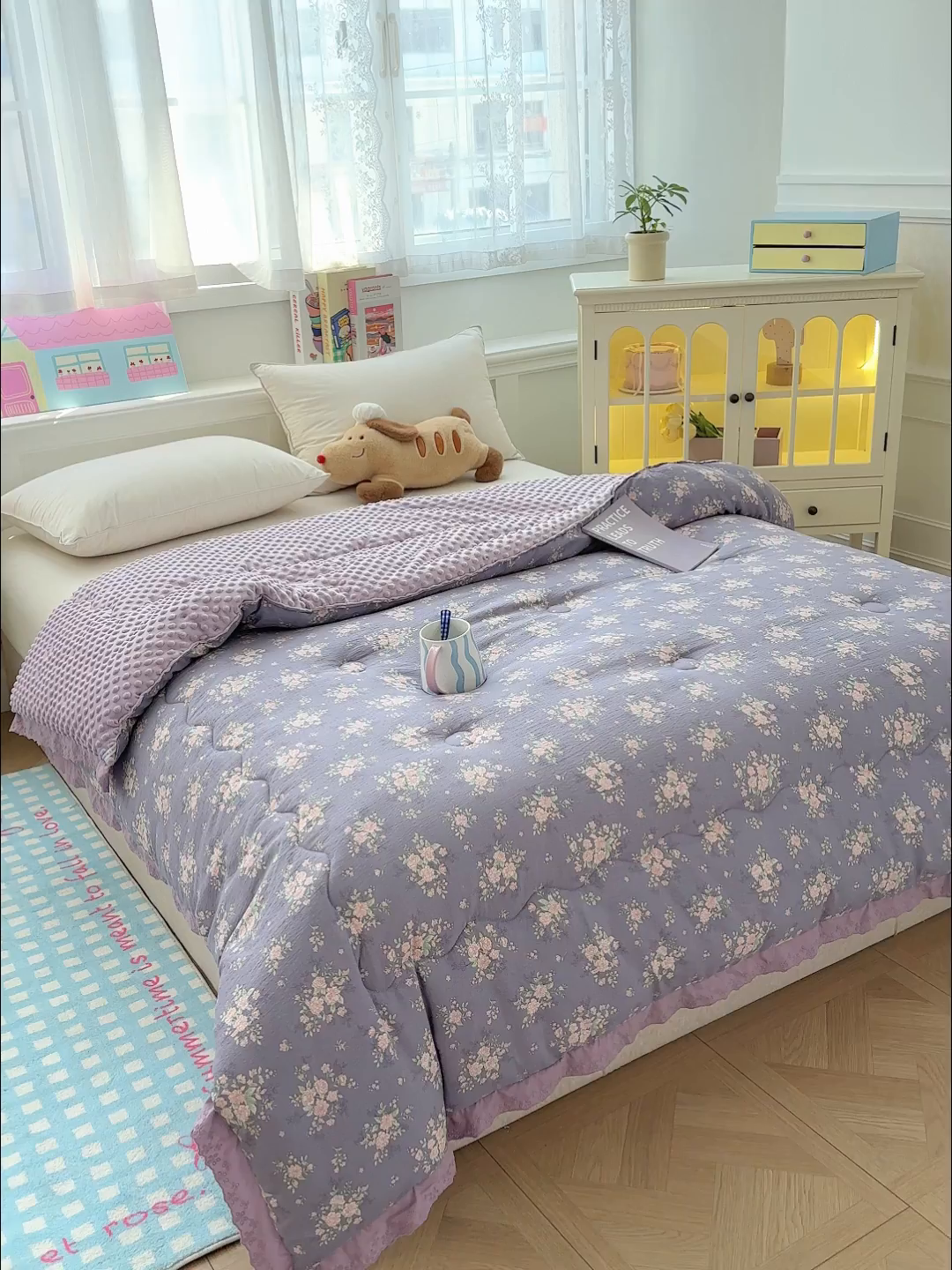 91家纺网 家纺一手货源 找家纺 芯恋家居 2025新款A类提花韩版花边豆豆冬被被子春秋被芯大豆被豆豆被 迷迭香