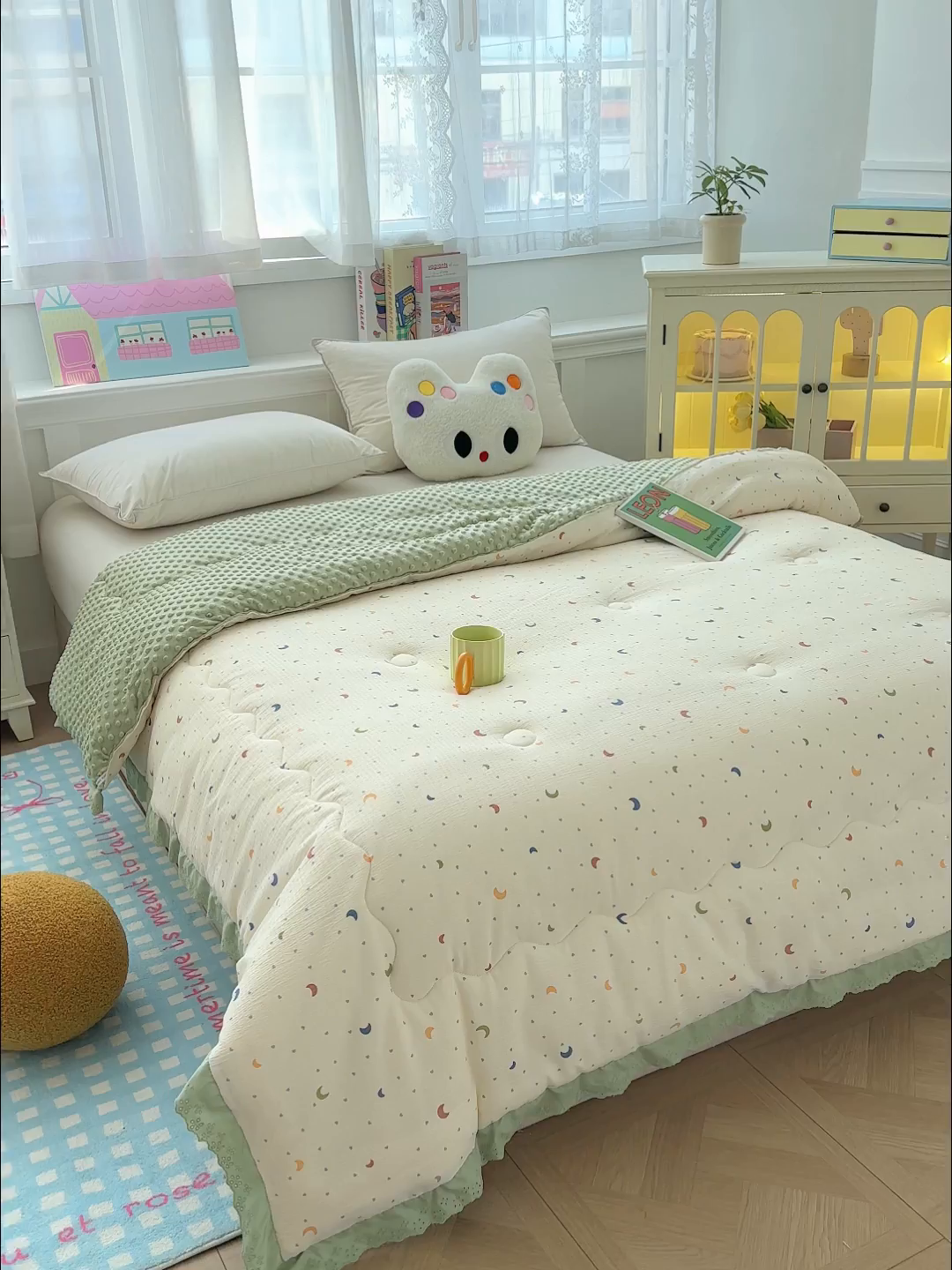 91家纺网 家纺一手货源 找家纺 芯恋家居 2025新款A类提花韩版花边豆豆冬被被子春秋被芯大豆被豆豆被 小弯月