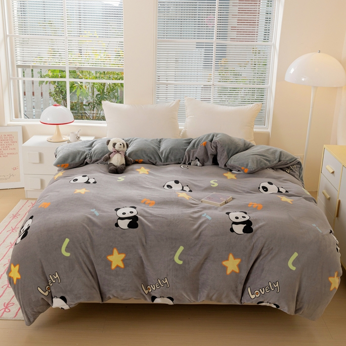 91家纺网 家纺一手货源 找家纺 （总）富馨莱 2025新款牛奶绒印花单件被套240克面料支持一件定制尺寸