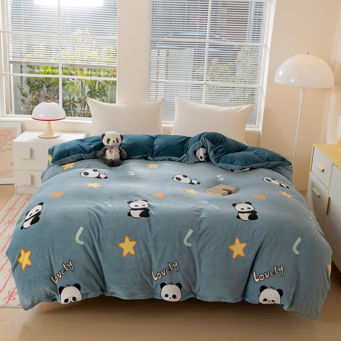 91家纺网 家纺一手货源 找家纺 （总）富馨莱 2025新款牛奶绒印花单件被套240克面料支持一件定制尺寸