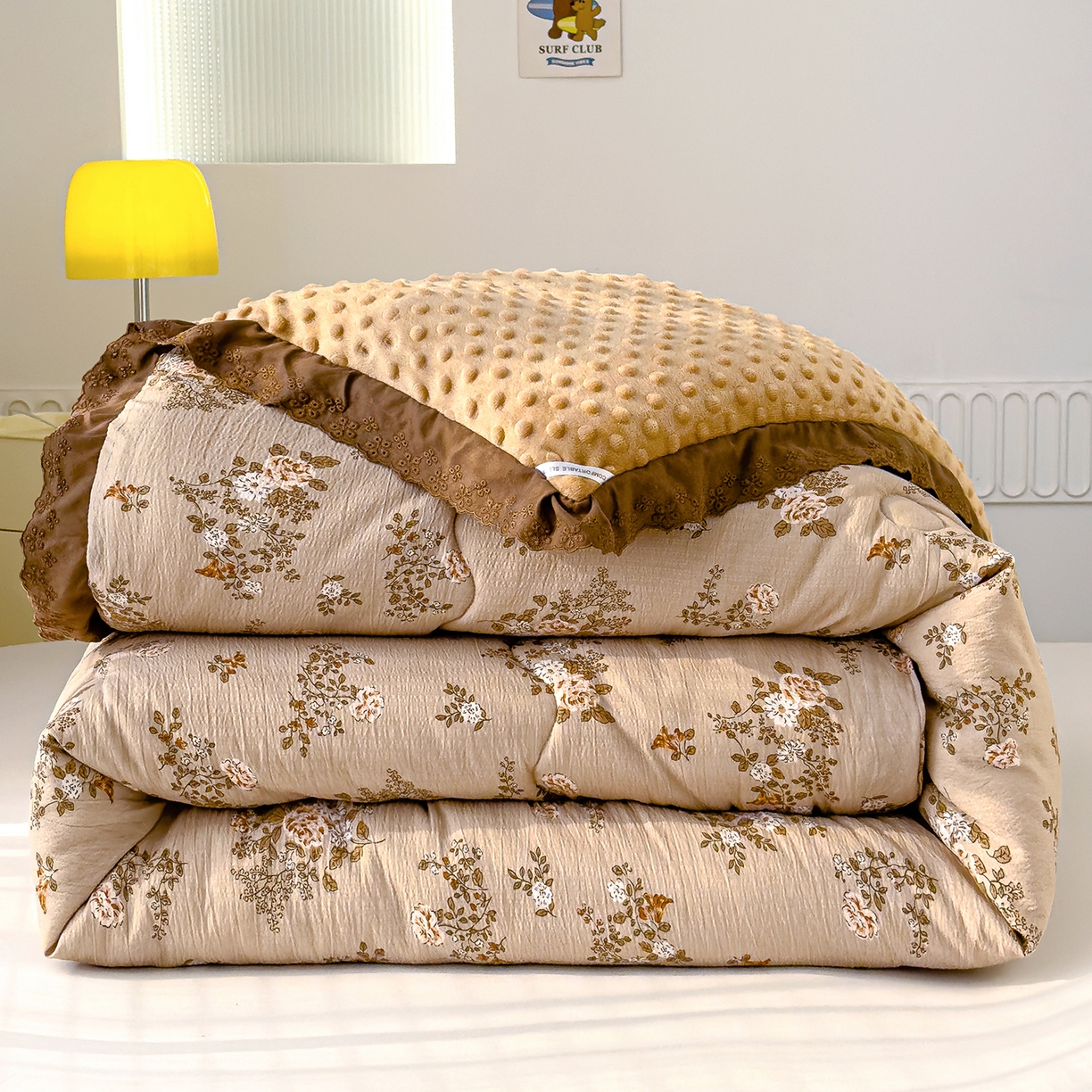 91家纺网 家纺一手货源 找家纺 芯恋家居 2025新款A类提花韩版花边豆豆冬被被子春秋被芯大豆被豆豆被 玫瑰庄园