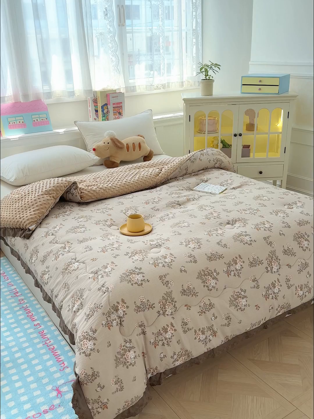 91家纺网 家纺一手货源 找家纺 芯恋家居 2025新款A类提花韩版花边豆豆冬被被子春秋被芯大豆被豆豆被 玫瑰庄园