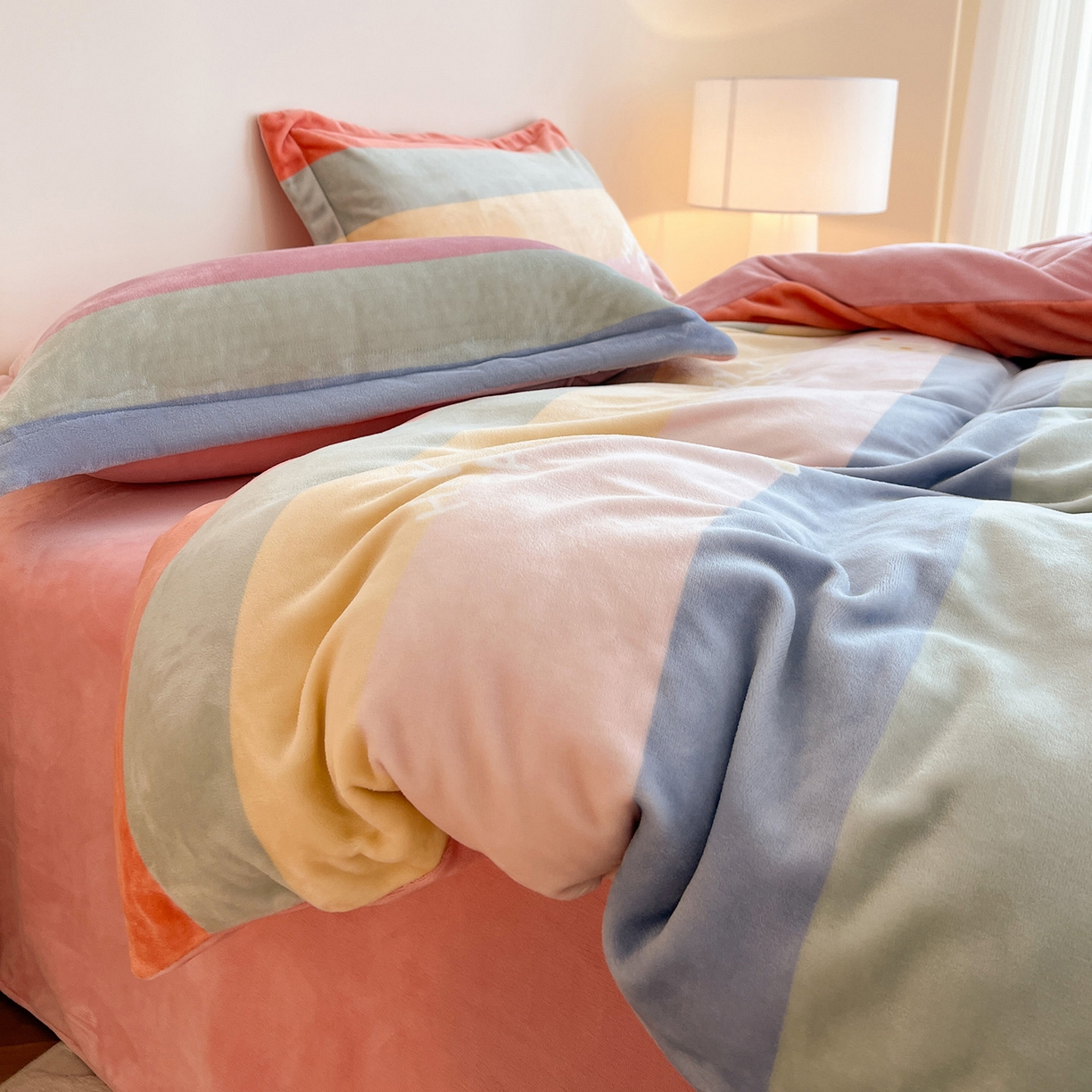 91家纺网 家纺一手货源 找家纺 富馨莱 2025新款牛奶绒印花单件被套240克面料支持一件定制尺寸 彩虹星星