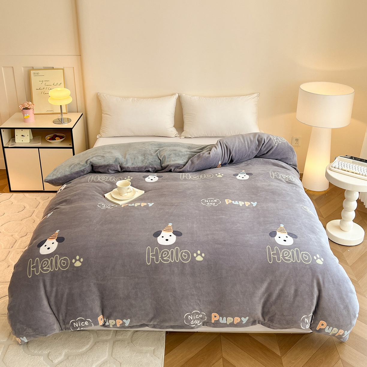 富馨莱 2025新款牛奶绒印花单件被套240克面料支持一件定制尺寸 嗨皮狗