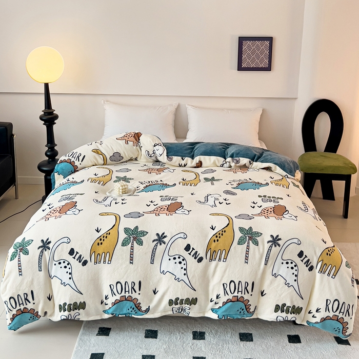 富馨莱 2025新款牛奶绒印花单件被套240克面料支持一件定制尺寸 恐龙世界