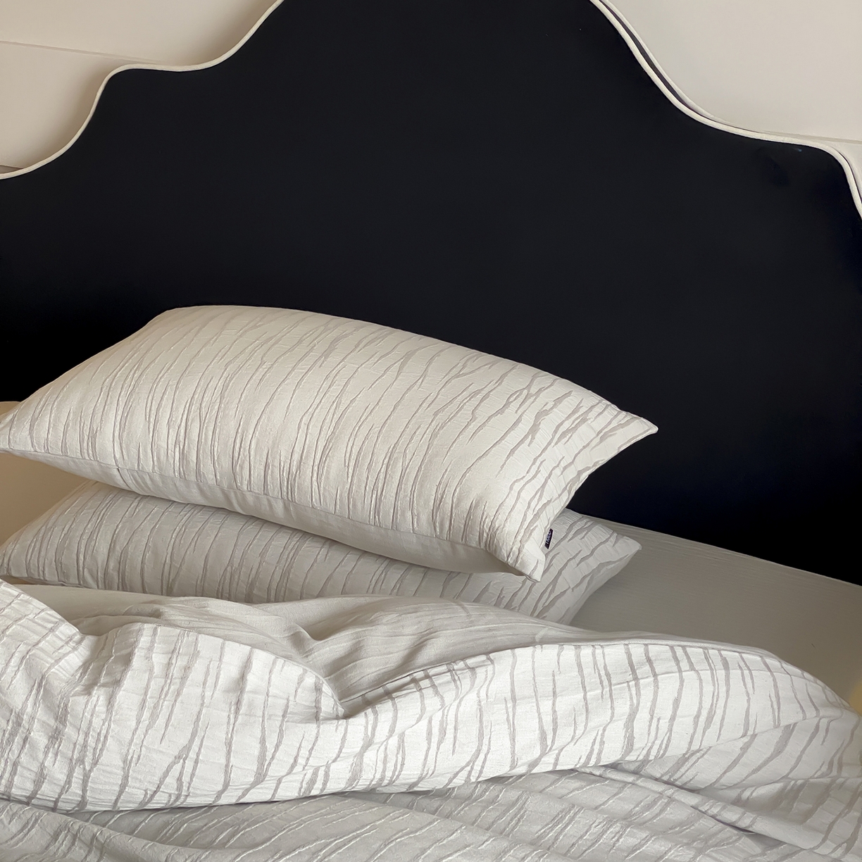 91家纺网 家纺一手货源 找家纺 （总）赫帛 2025新款A类全棉棉麻色织提花四件套-灰屿