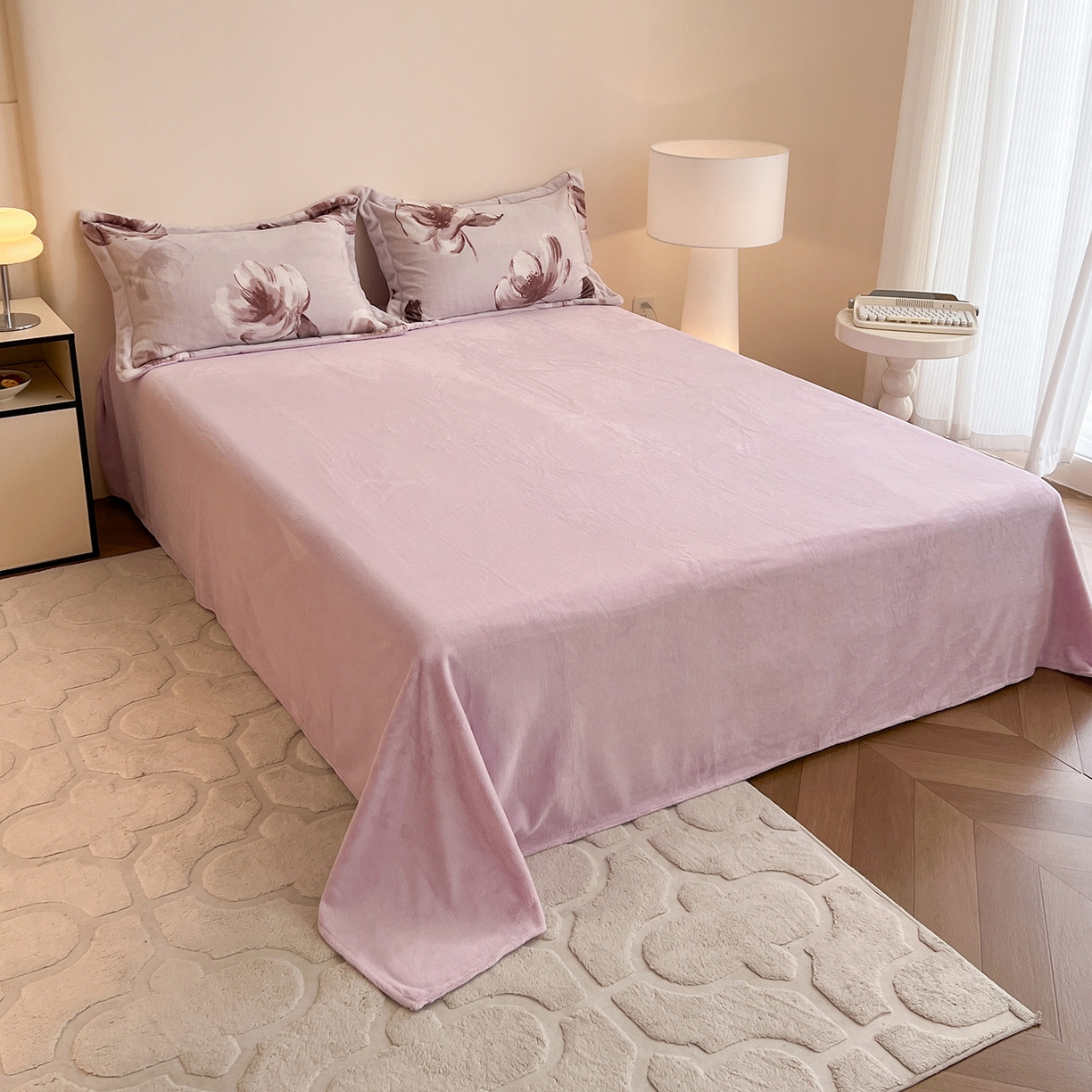 91家纺网 家纺一手货源 找家纺 富馨莱 2025新款牛奶绒印花单件被套240克面料支持一件定制尺寸 水墨花开