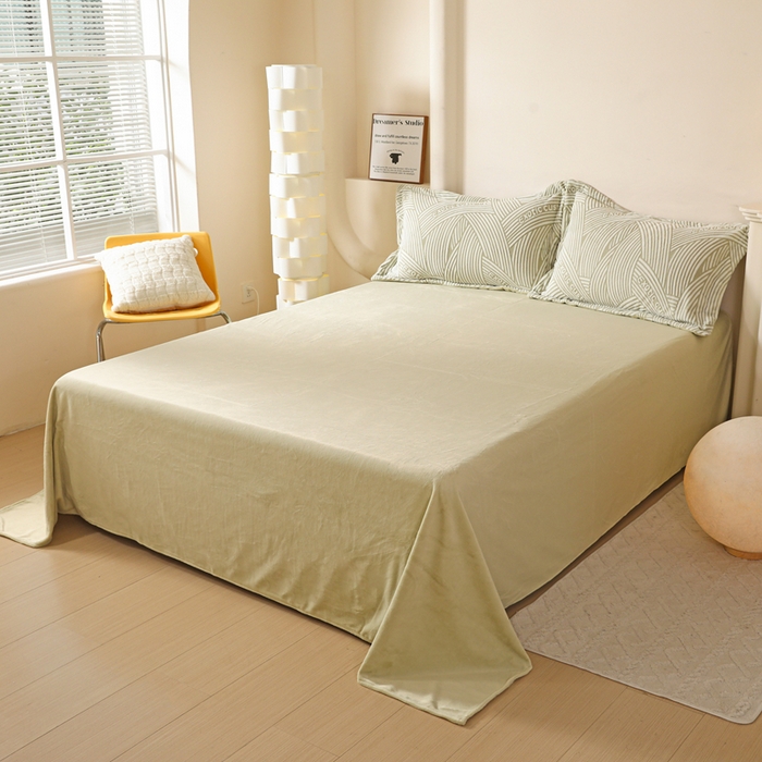 91家纺网 家纺一手货源 找家纺 富馨莱 2025新款牛奶绒印花单件被套240克面料支持一件定制尺寸 斯洛特-绿