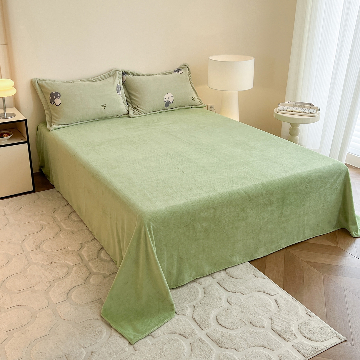 91家纺网 家纺一手货源 找家纺 富馨莱 2025新款牛奶绒印花单件被套240克面料支持一件定制尺寸 小毛菇