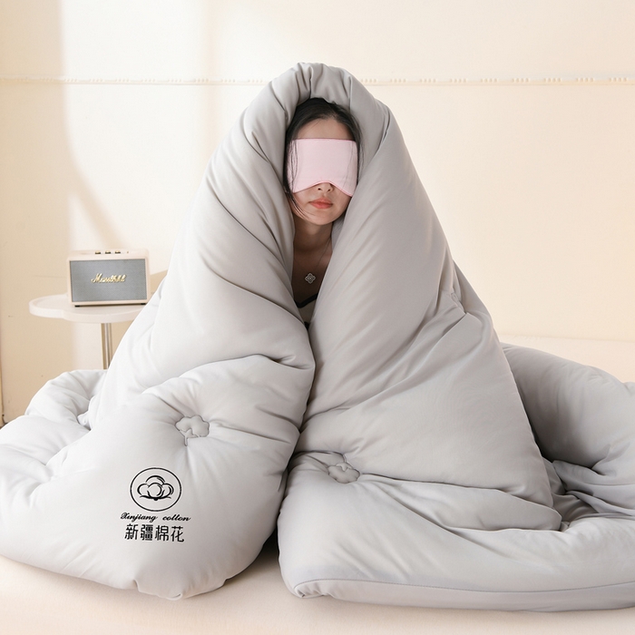 91家纺网 家纺一手货源 找家纺 湘之帛  2025新款a类水洗棉全棉新疆棉花被子被芯冬被 灰色