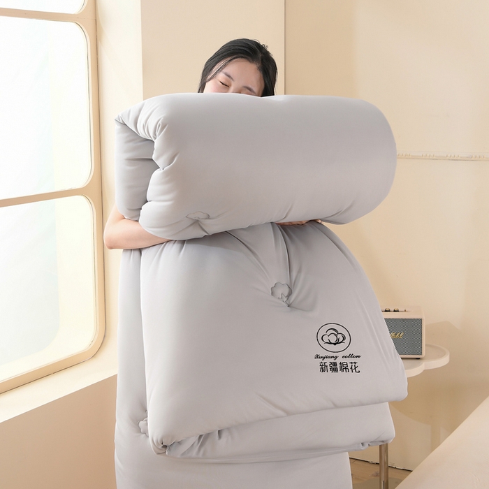 91家纺网 家纺一手货源 找家纺 湘之帛  2025新款a类水洗棉全棉新疆棉花被子被芯冬被 灰色