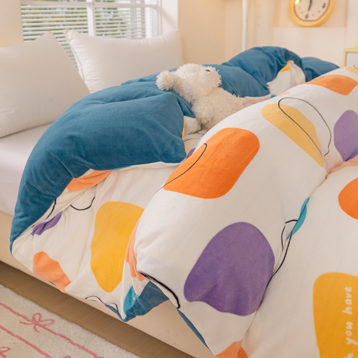 91家纺网 家纺一手货源 找家纺 富馨莱 2025新款牛奶绒印花单件被套240克面料支持一件定制尺寸 雨花石