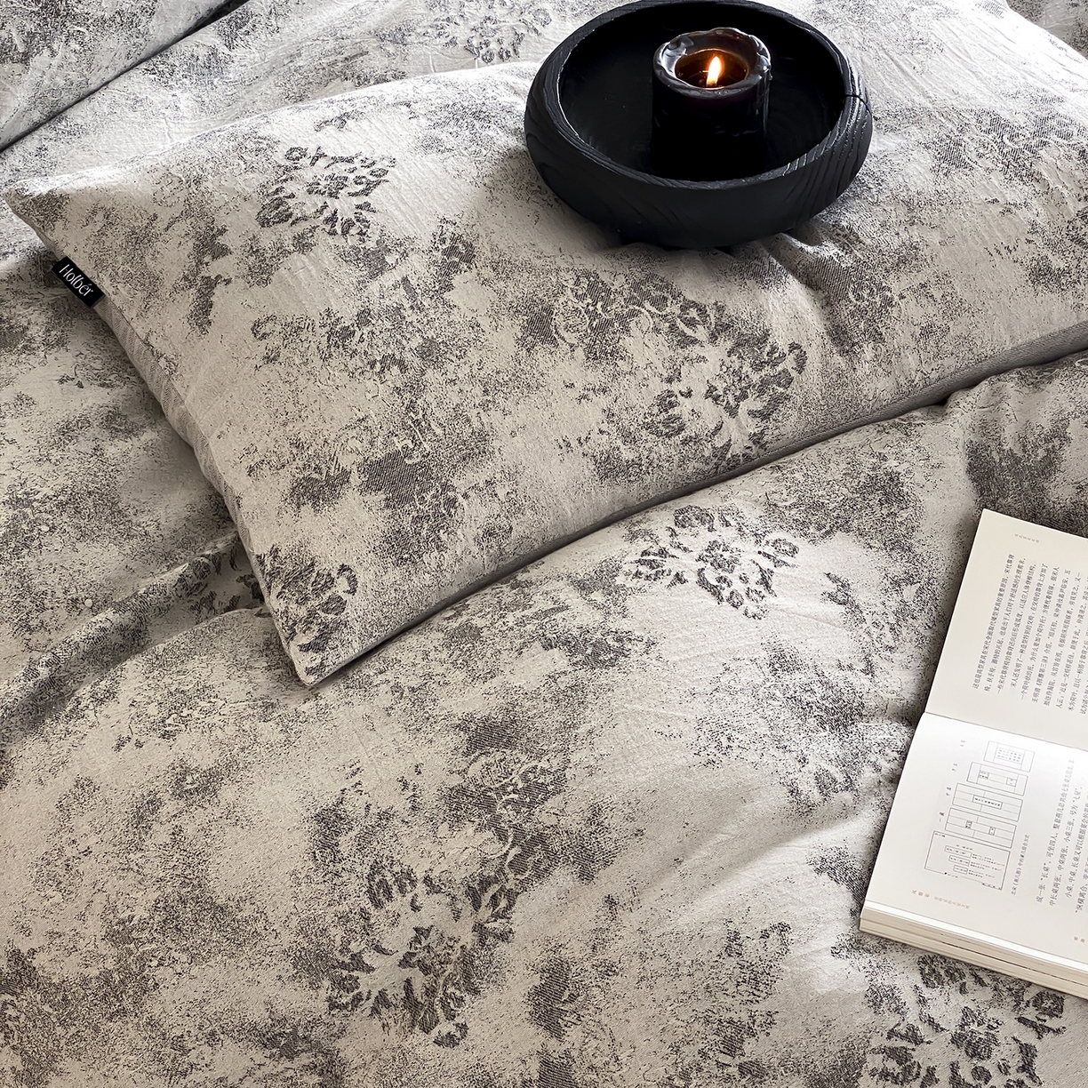 91家纺网 家纺一手货源 找家纺 （总）赫帛 2025新款A类全棉棉麻色织提花四件套-欧若拉