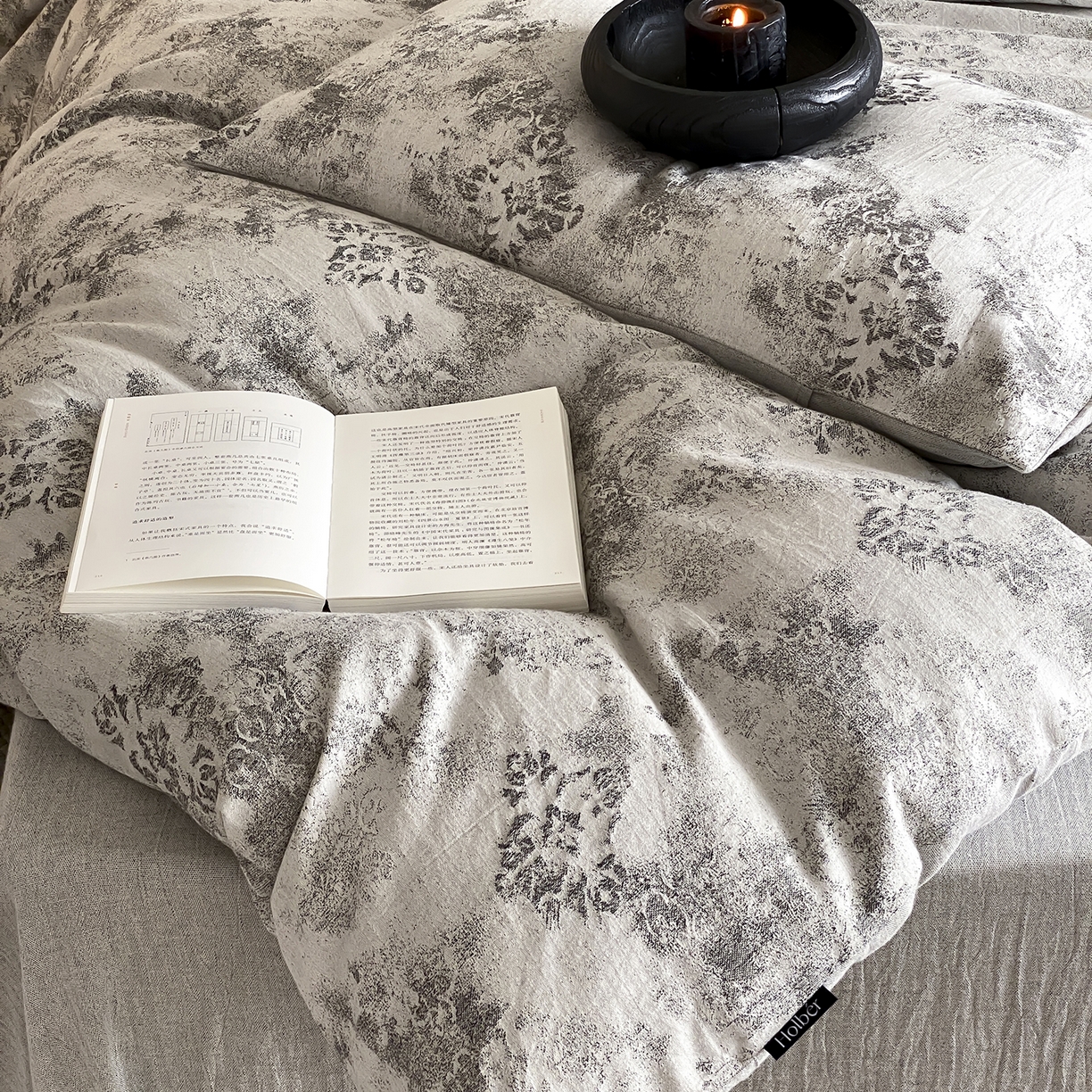 91家纺网 家纺一手货源 找家纺 （总）赫帛 2025新款A类全棉棉麻色织提花四件套-欧若拉