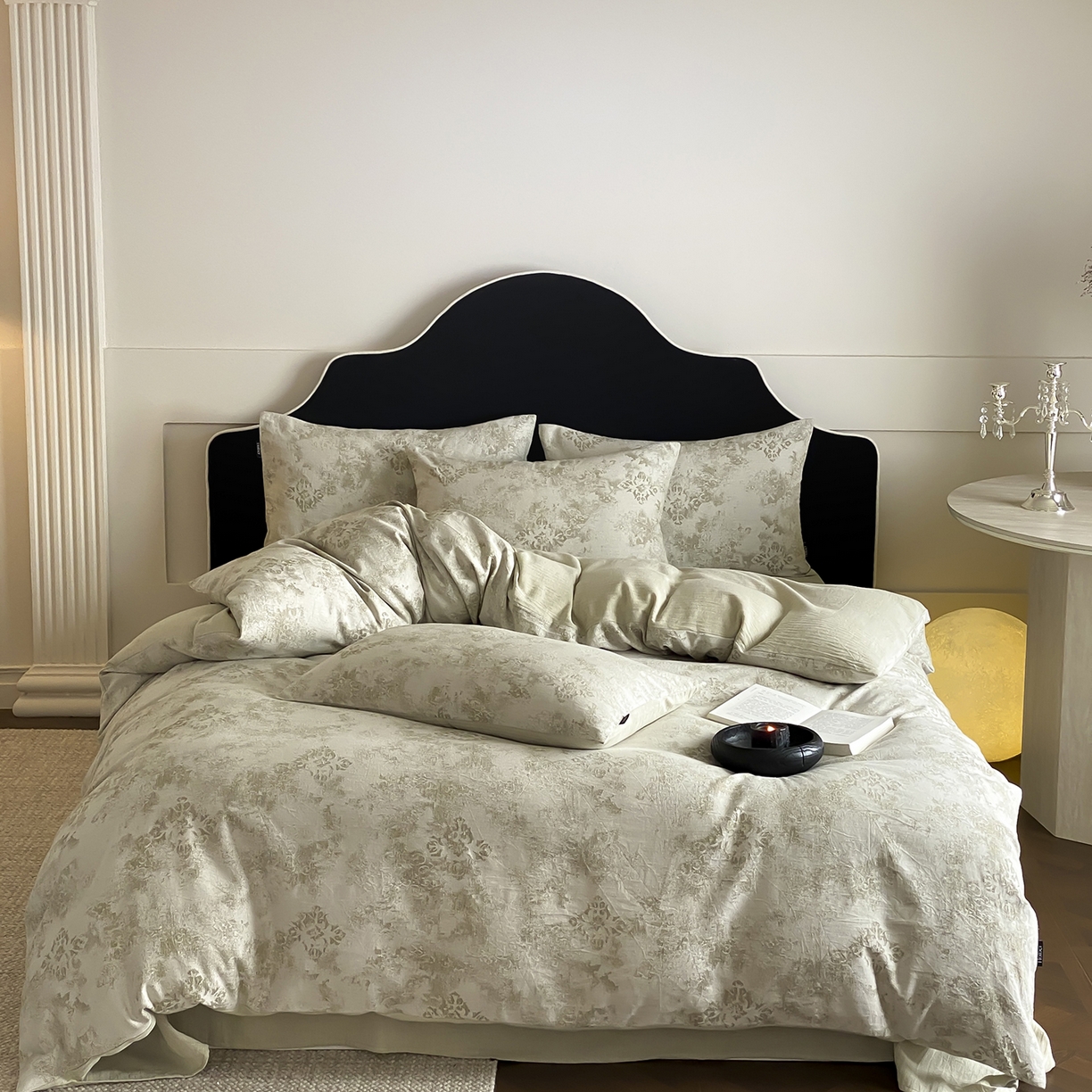 91家纺网 家纺一手货源 找家纺 （总）赫帛 2025新款A类全棉棉麻色织提花四件套-欧若拉