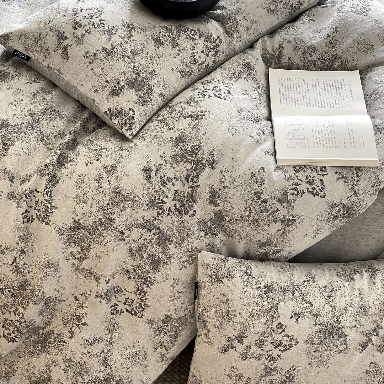 91家纺网 家纺一手货源 找家纺 （总）赫帛 2025新款A类全棉棉麻色织提花四件套-欧若拉