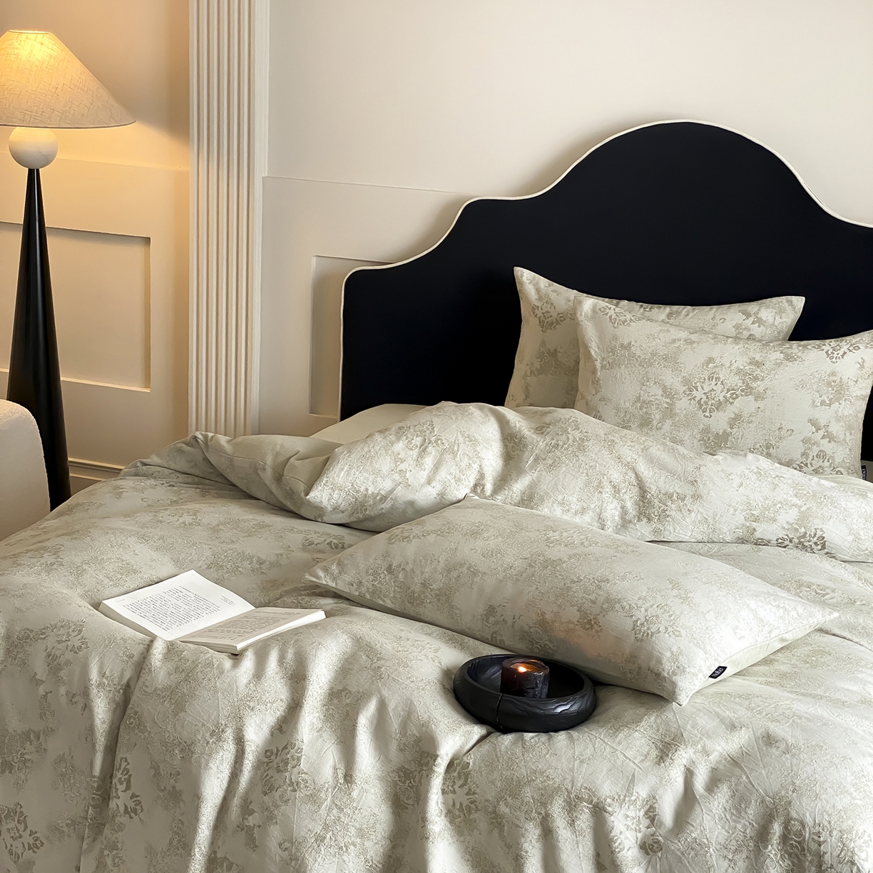 91家纺网 家纺一手货源 找家纺 赫帛 2025新款A类全棉棉麻色织提花四件套-欧若拉 欧若拉-绿色